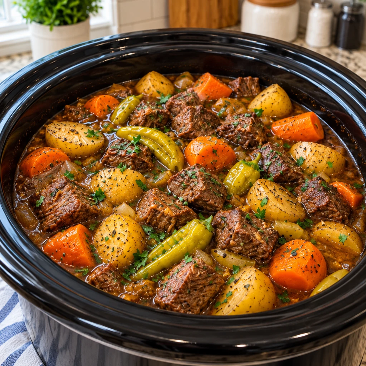 Slow Cooker Mississippi Beef Stew for Ultimate Comfort